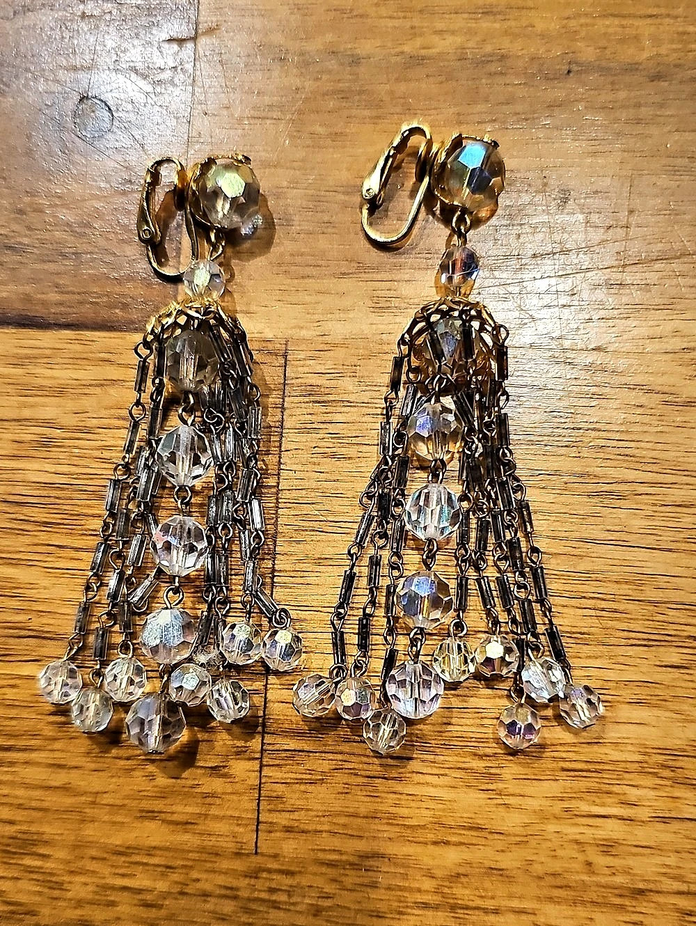 1950s Aurora Borealis Chandelier Earrings